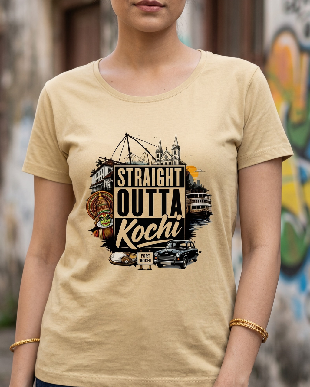 Straight Outta Kochi Female Classic Crew T-Shirt
