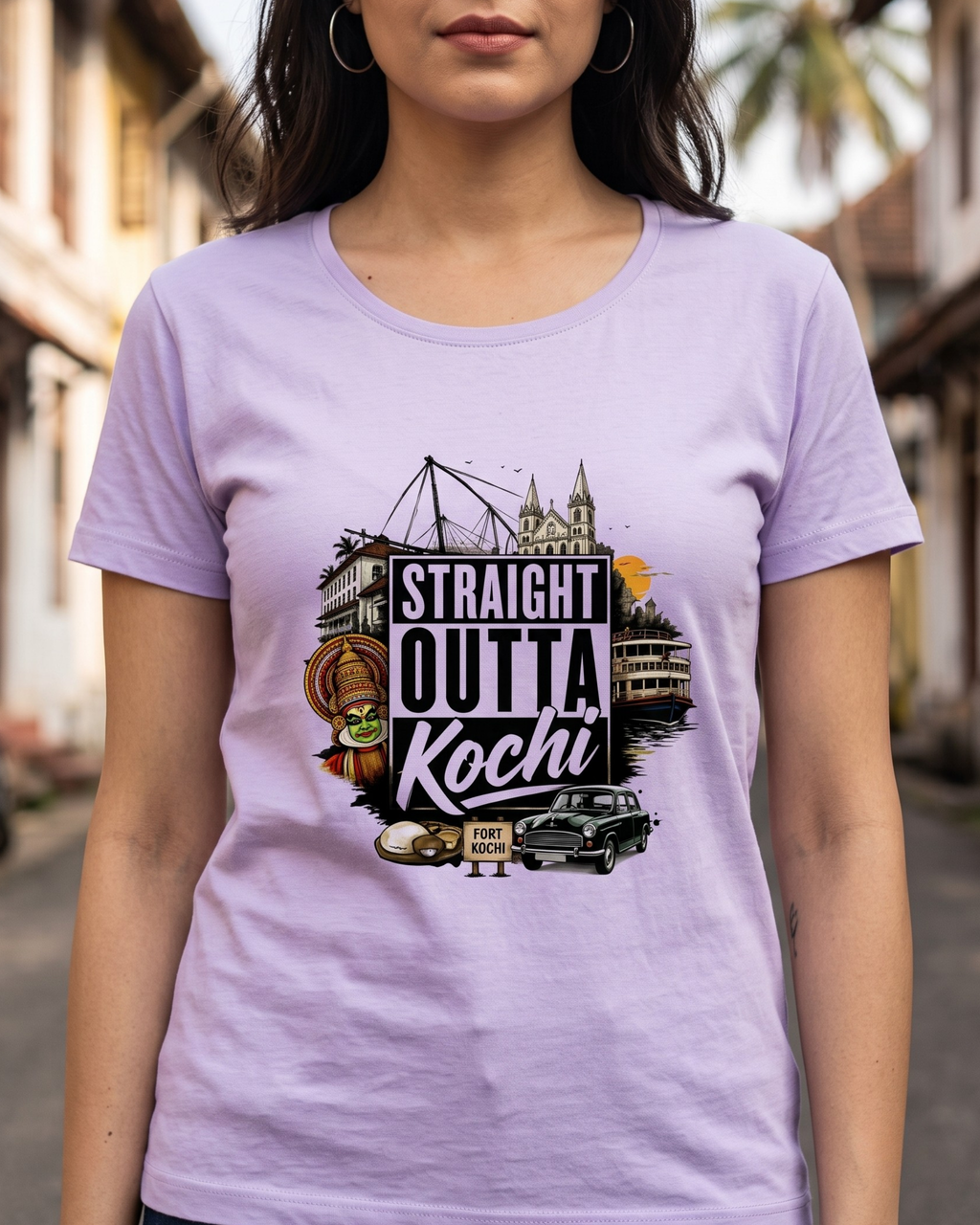Straight Outta Kochi Female Classic Crew T-Shirt