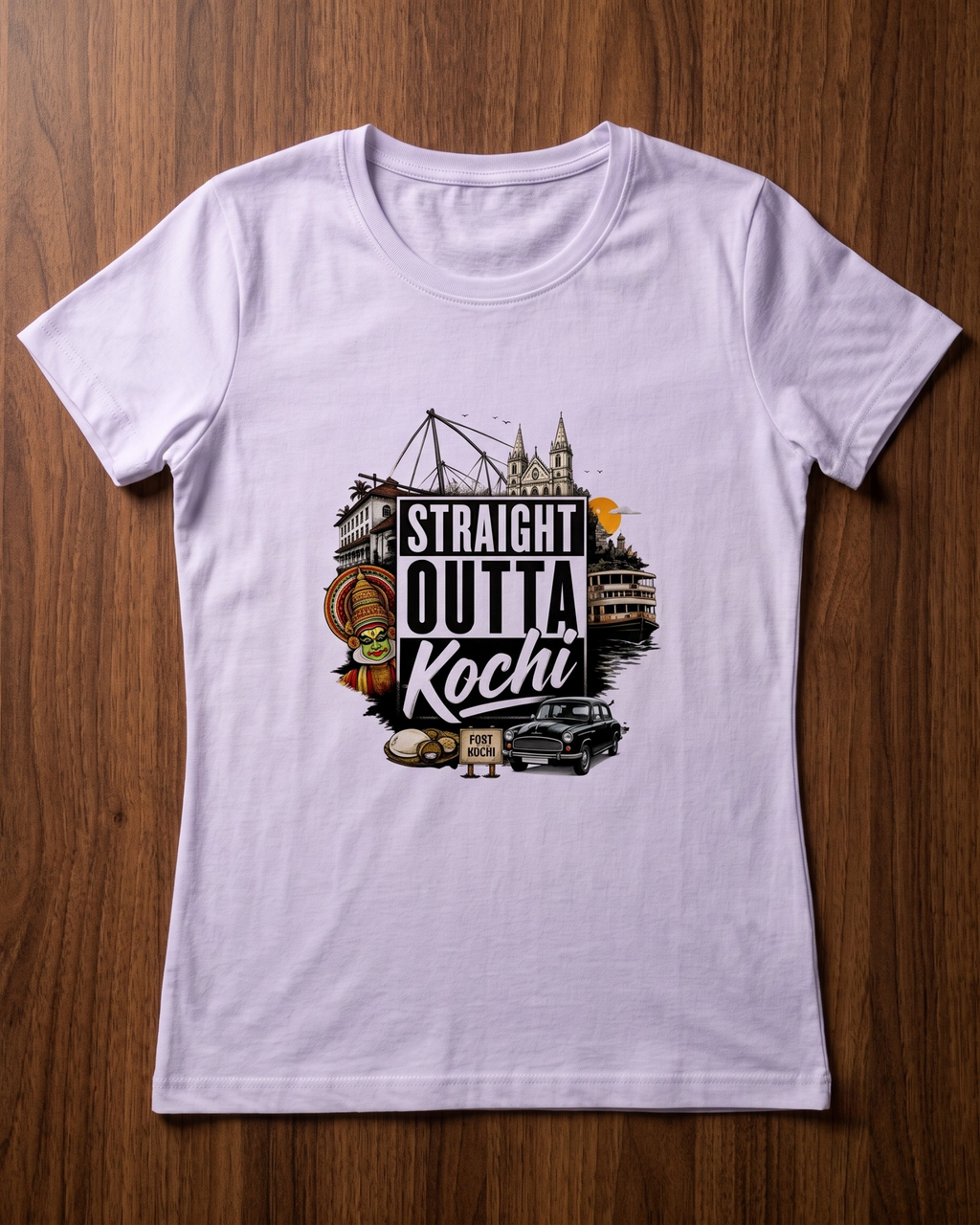 Straight Outta Kochi Female Classic Crew T-Shirt