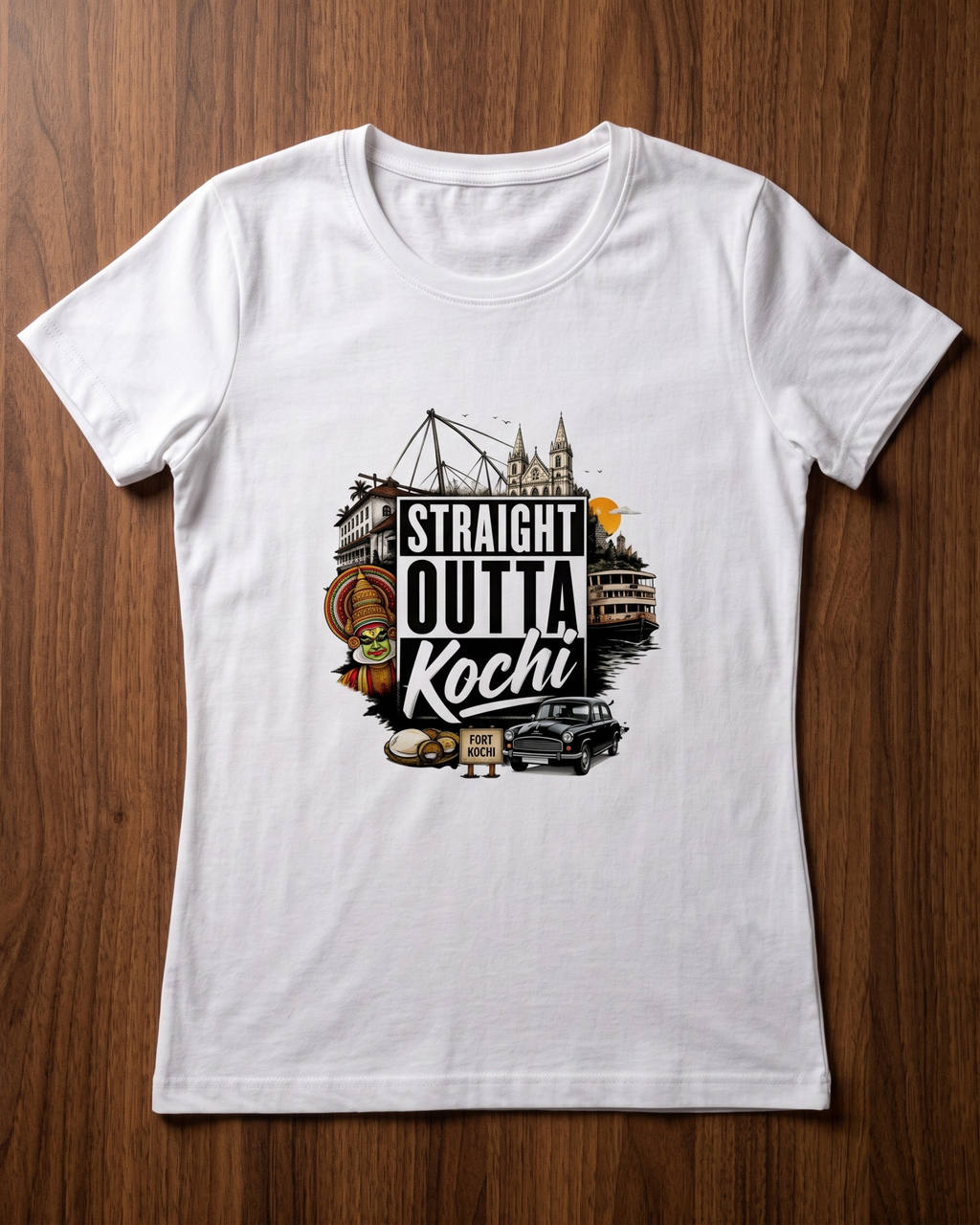 Straight Outta Kochi Female Classic Crew T-Shirt