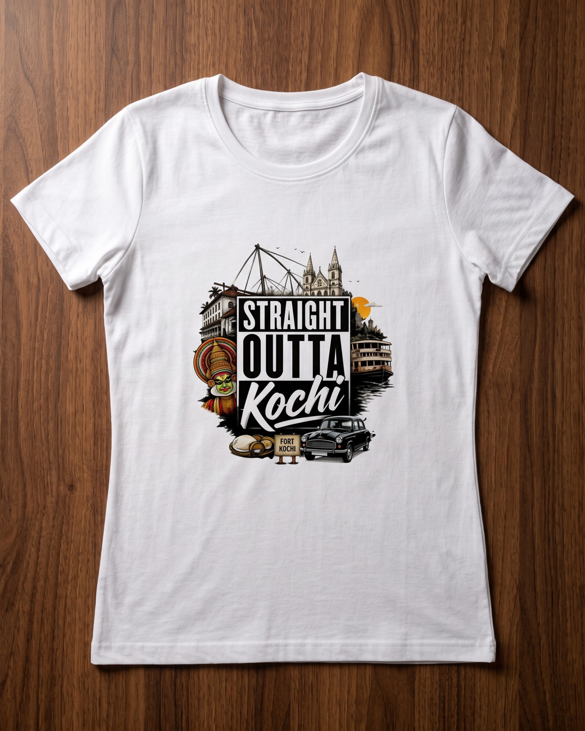 Straight Outta Kochi Female Classic Crew T-Shirt