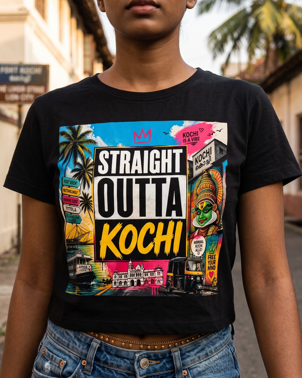 Straight Outta Kochi Female Baby Tee