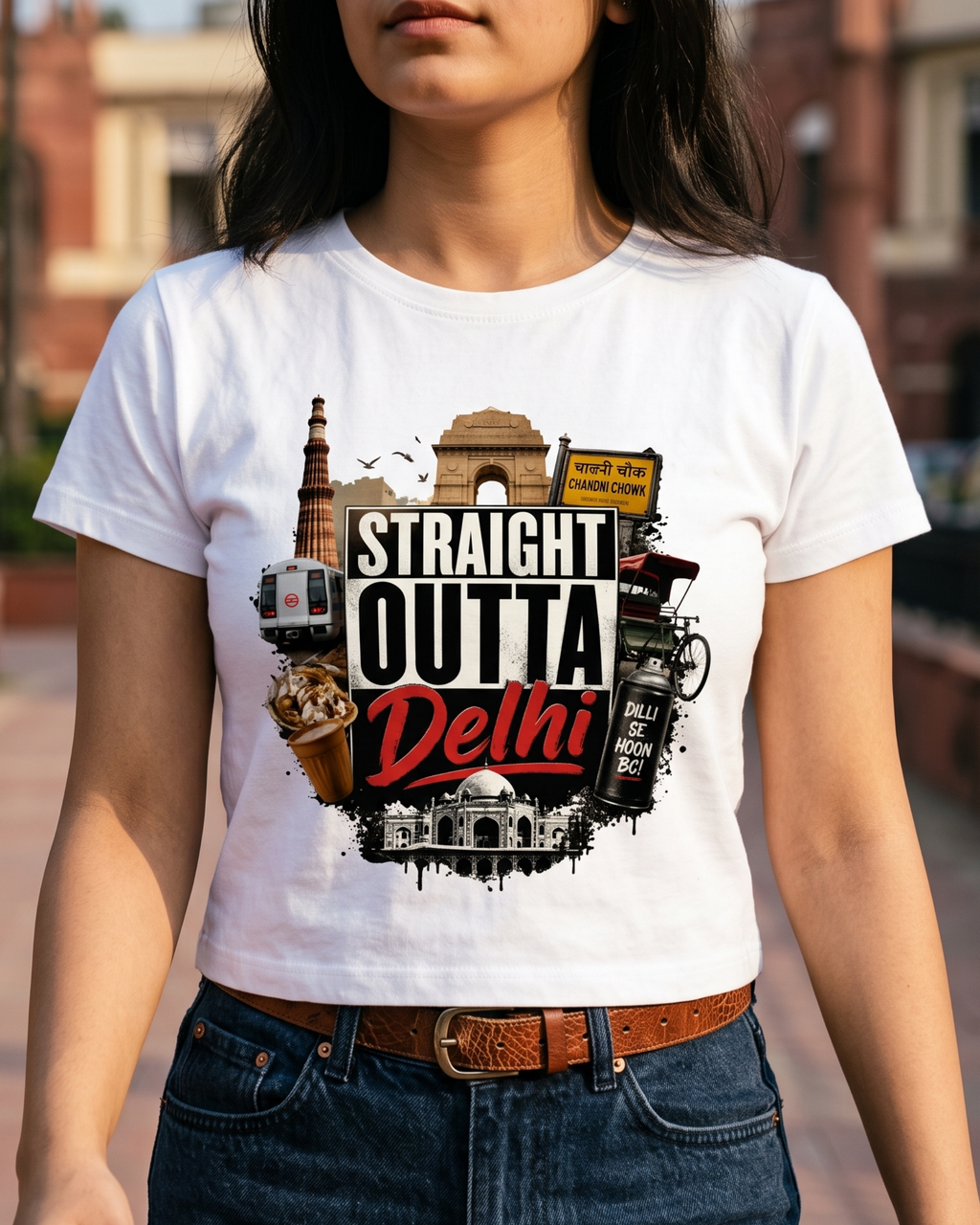 Straight Outta Delhi Female Baby Tee