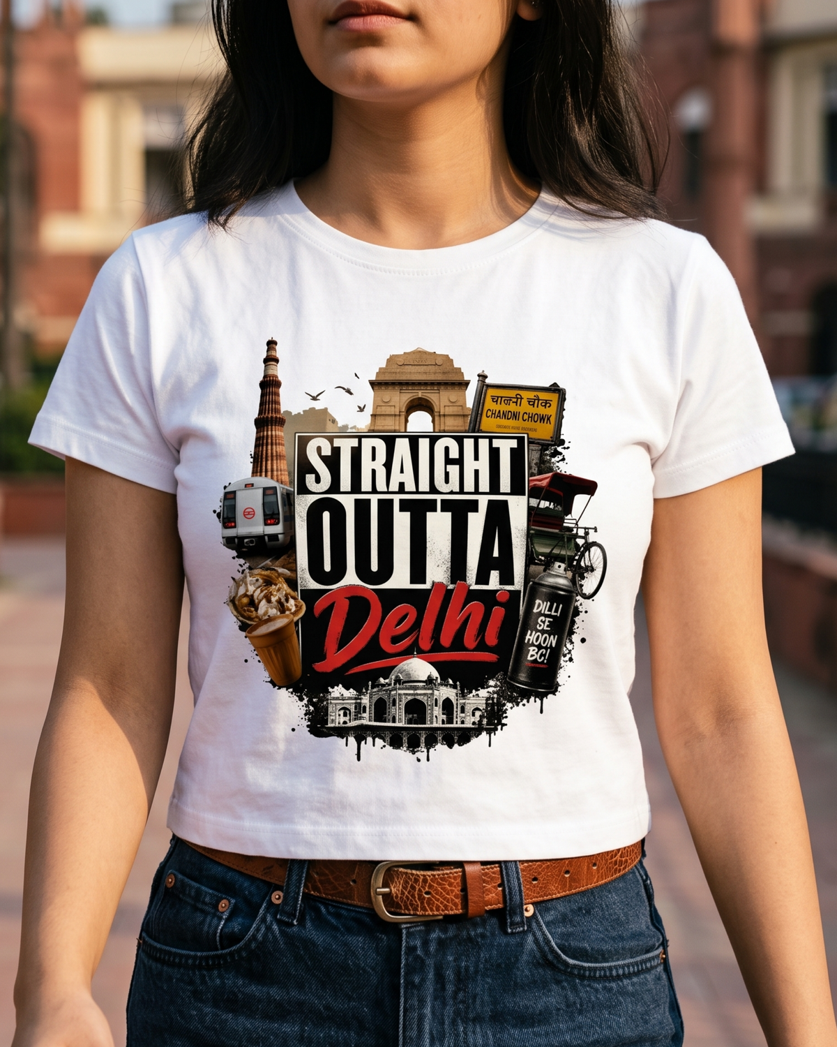 Straight Outta Delhi Female Baby Tee