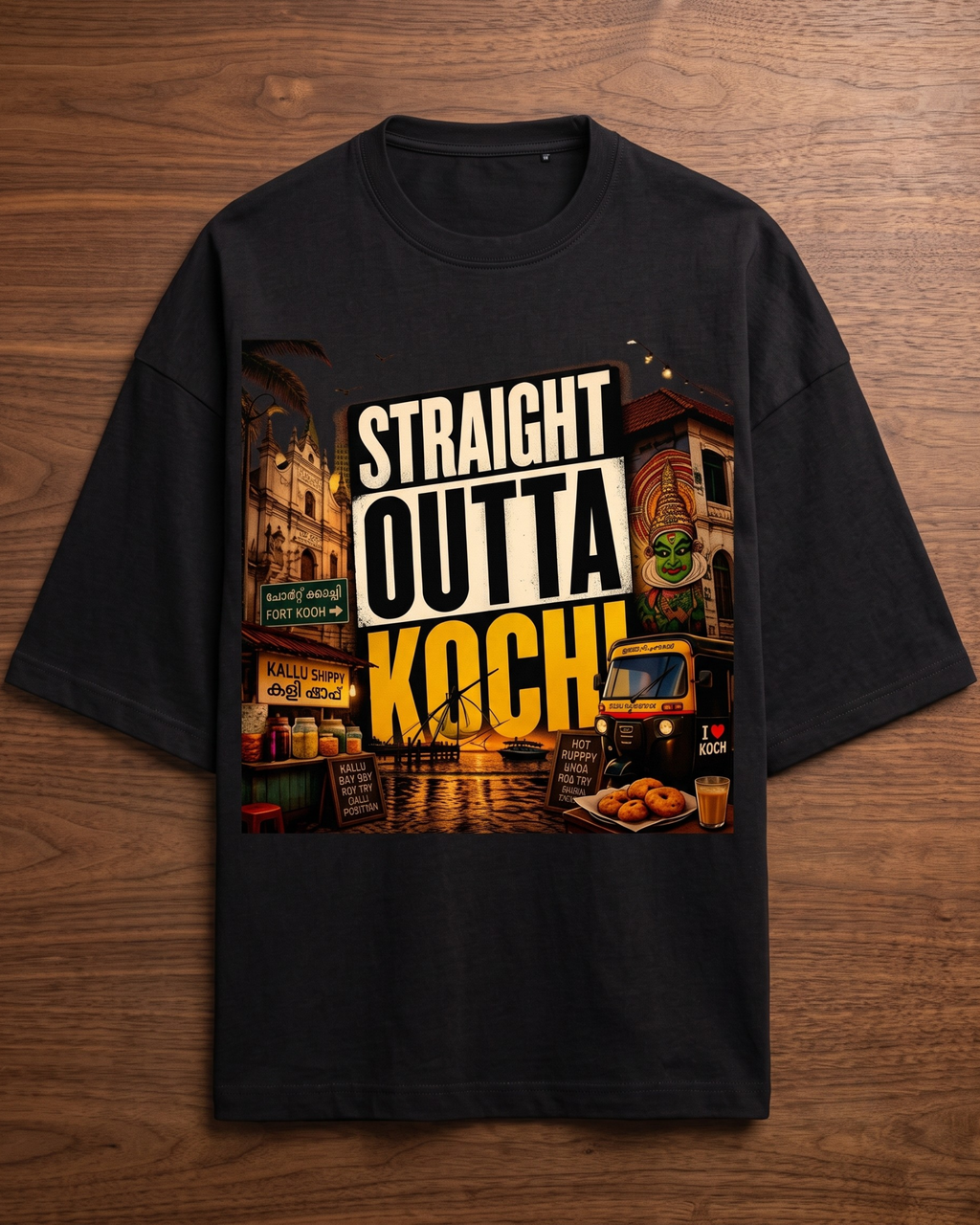 Straight Outta Kochi Unisex Terry Oversized Tee