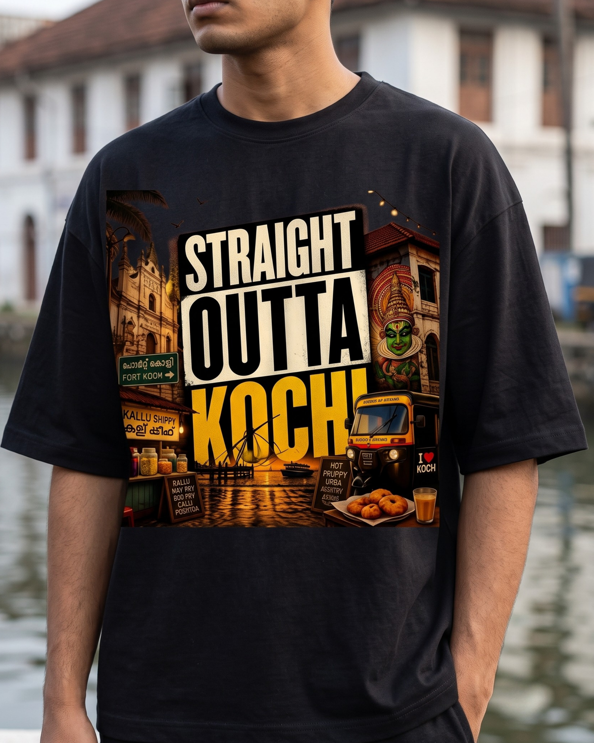 Straight Outta Kochi Unisex Terry Oversized Tee