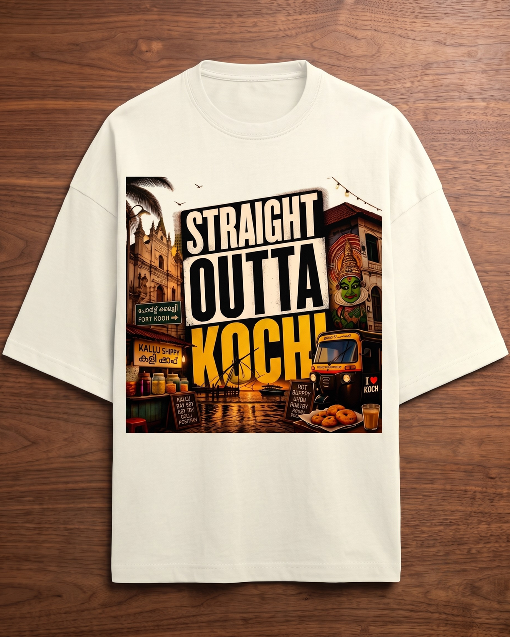 Straight Outta Kochi Unisex Terry Oversized Tee