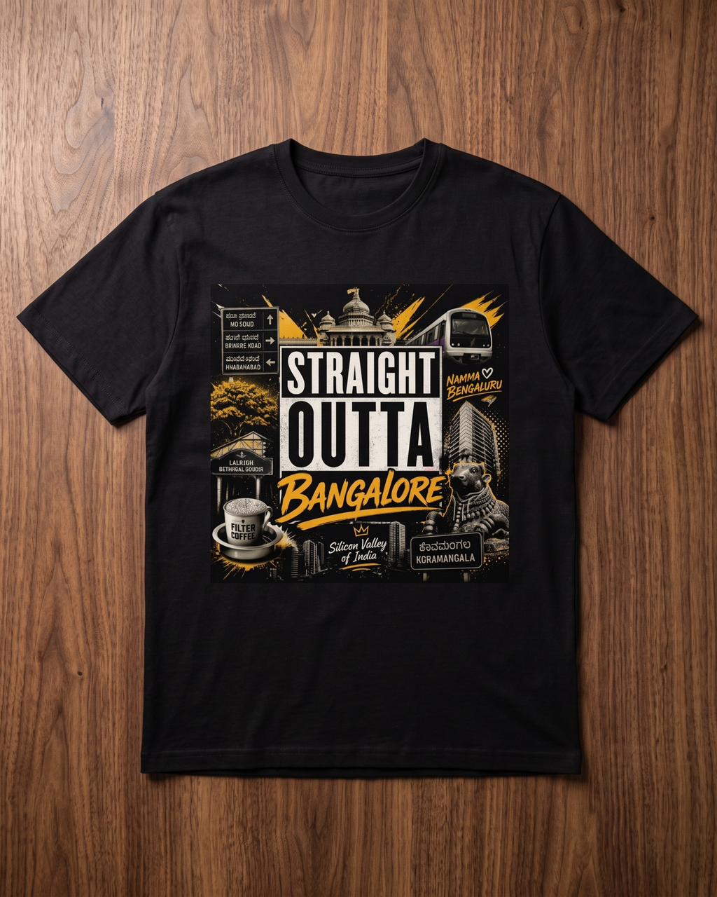 Straight Outta Bangalore Male Classic Crew T-Shirt