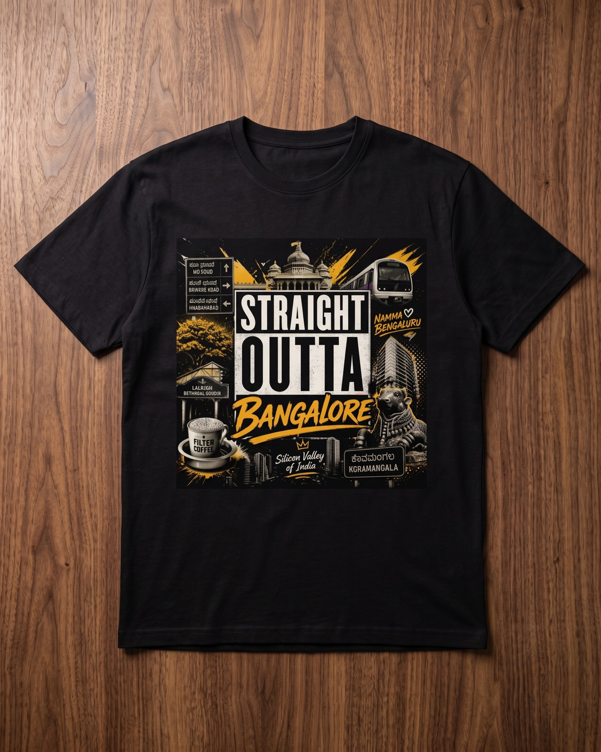 Straight Outta Bangalore Male Classic Crew T-Shirt